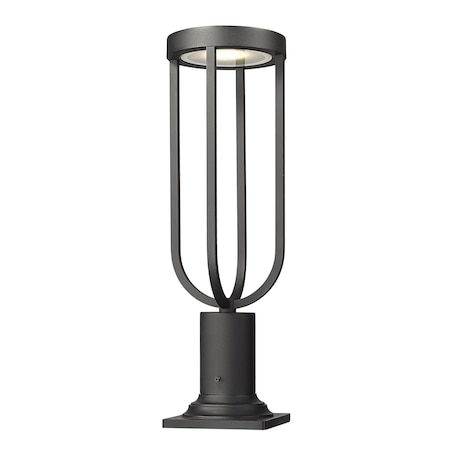 Z-Lite Leland Outdoor Pier Mounted Fixture, 1-Light, 7 In.W x 22.75 In.H, Sand Black/Sand Blast 5005PHM-533PM-BK-LED